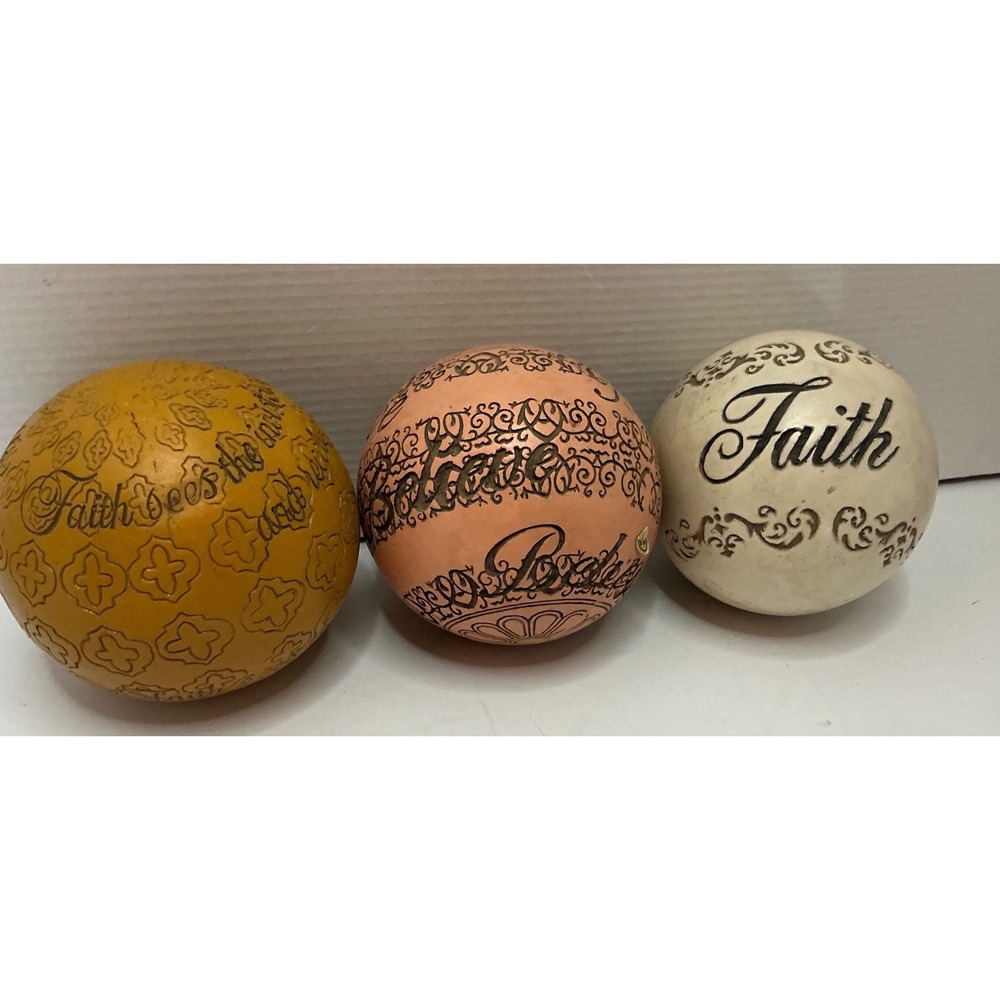 Elements Decorative Orbs Faith Believe Inspirational Spheres Set of 3 Multicolor